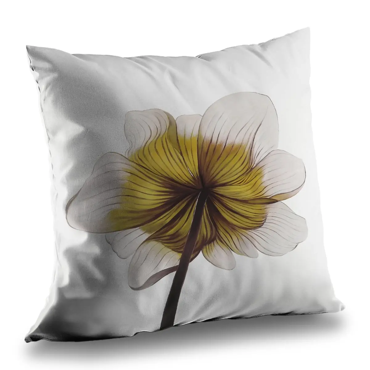 Begin Home Decor C1PT1414QUN0NH 14 x 14 in. Beautiful Anemone Yellow Flower Throw Pillow - Home Decor