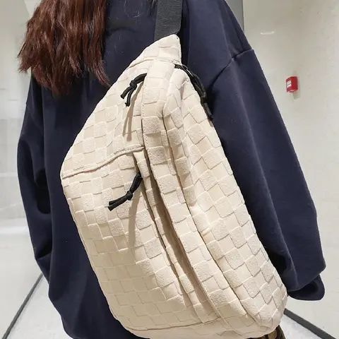 【Black Friday】Large Capacity Plain Color Daily Commuter Bag, Simple Chest Bag, Waist Bag, Casual Fabric Belt Bag with Zipper, All-Season Zippered Waist Pouch