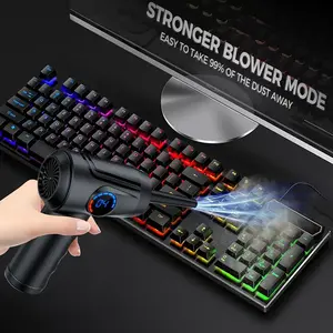 multifunctional cordless electric air duster with 51,000 RPMhigh-power blower, 4 adjustable speeds, LCD display, 3000mAh fast-charging USB-powered portable cordless vacuum cleaner forcomputers, keyboards, TVs, and game consoles-compatible with power banks