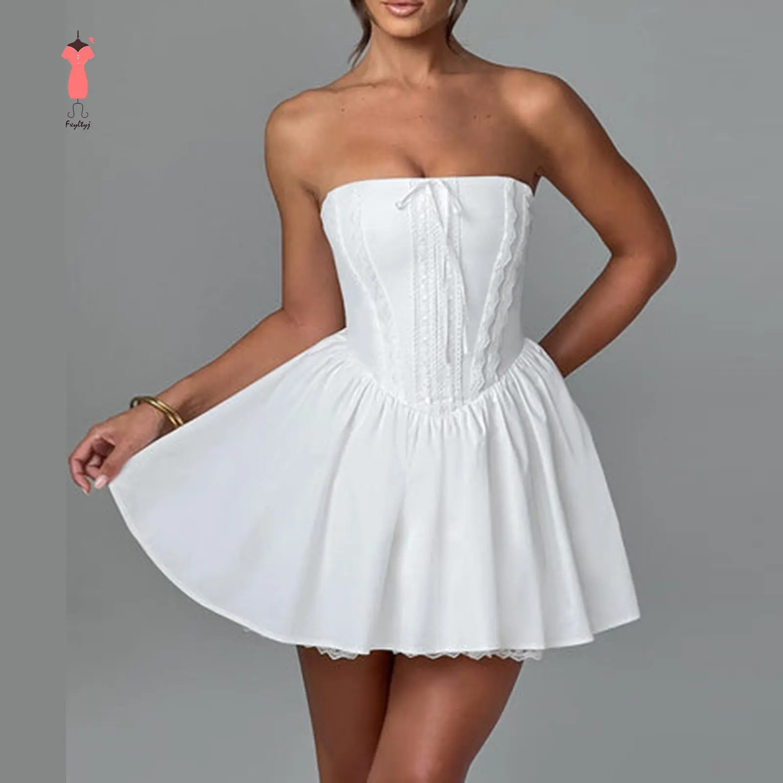 knee length dresses for ladies Leighton Cream Floral Corset Mini Dress - 18