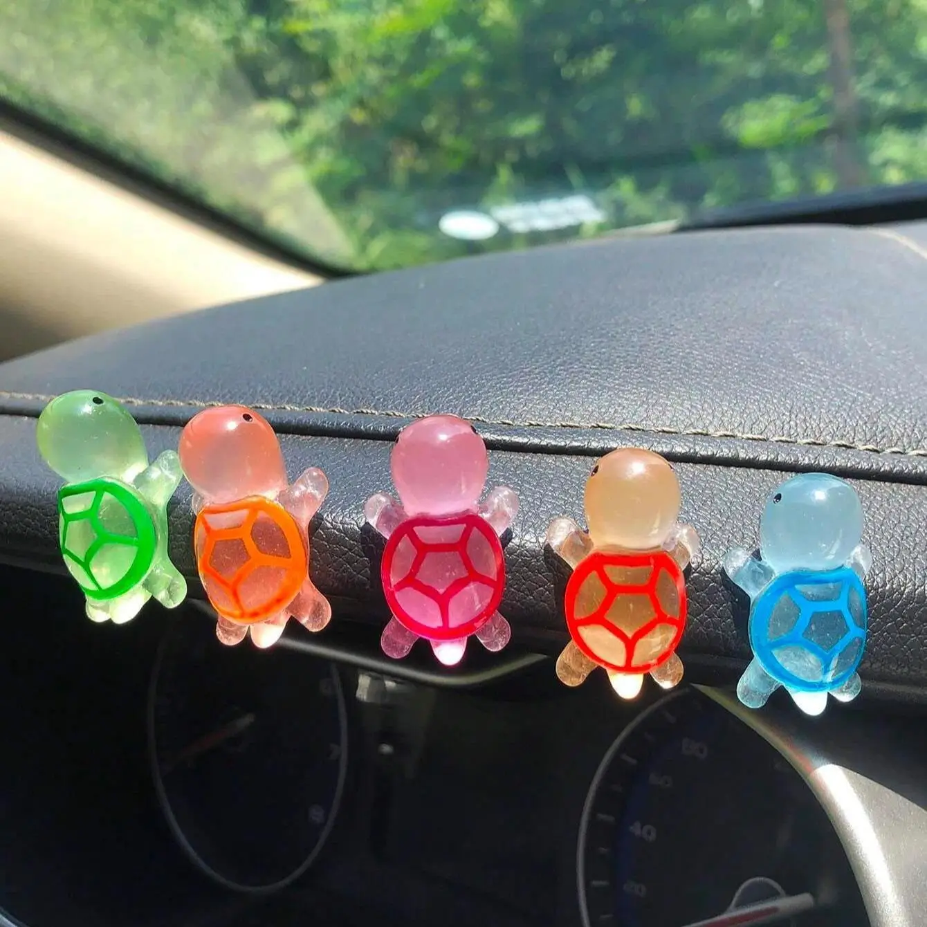 Cute Turtle Design Car Interior Decoration, 5 Counts Mini Resin Car Dashboard Decoration, Universal Car Interior Accessories for Women & Men