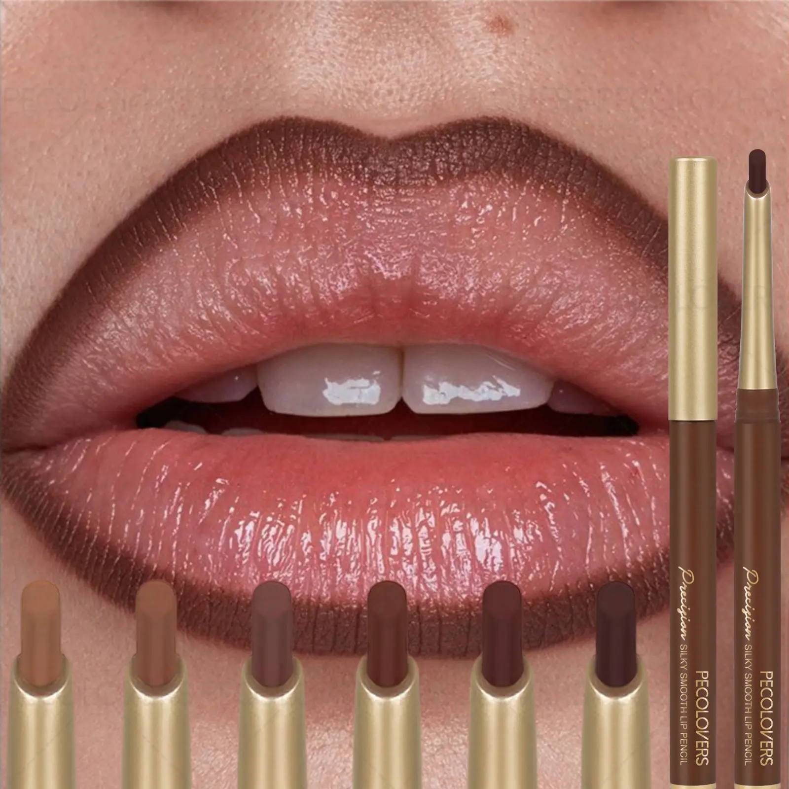 6pcs/set 3D Lip Contour, Smooth Finish, Brown, Highly Pigmented, Matte Lip Liner Kit, Lipliner, Matte Lip Pencil, Lip Liner Makeup, Must-have Cosmetics for Fashionistas, Holiday Gift