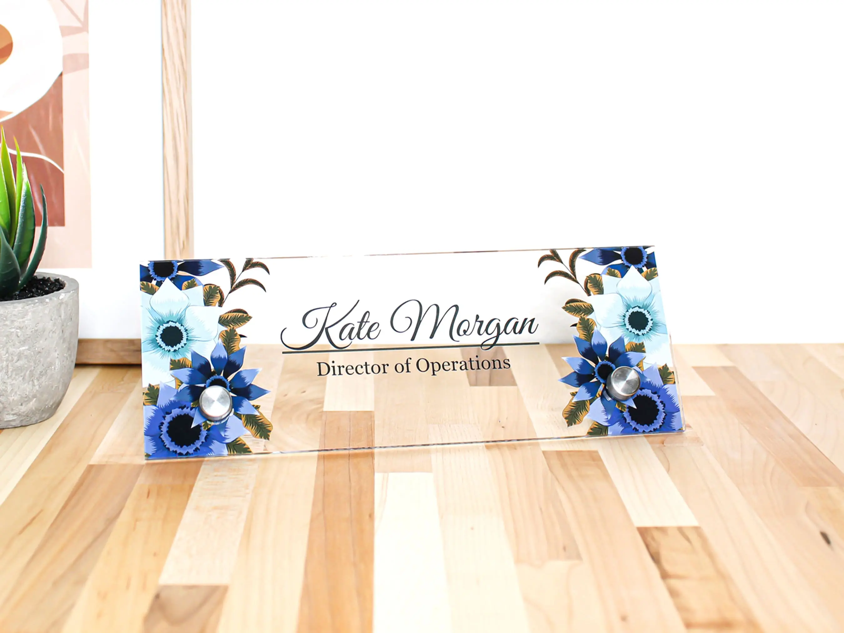 Desk nameplate custom office supply personalized secretary sign gift custom professional wood office sign black marble (8"x3") Decor Box Glass Print Wooden Name Only