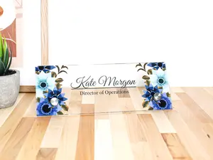 Desk nameplate custom office supply personalized secretary sign gift custom professional wood office sign black marble (8"x3") Decor Box Glass Print Wooden Name Only