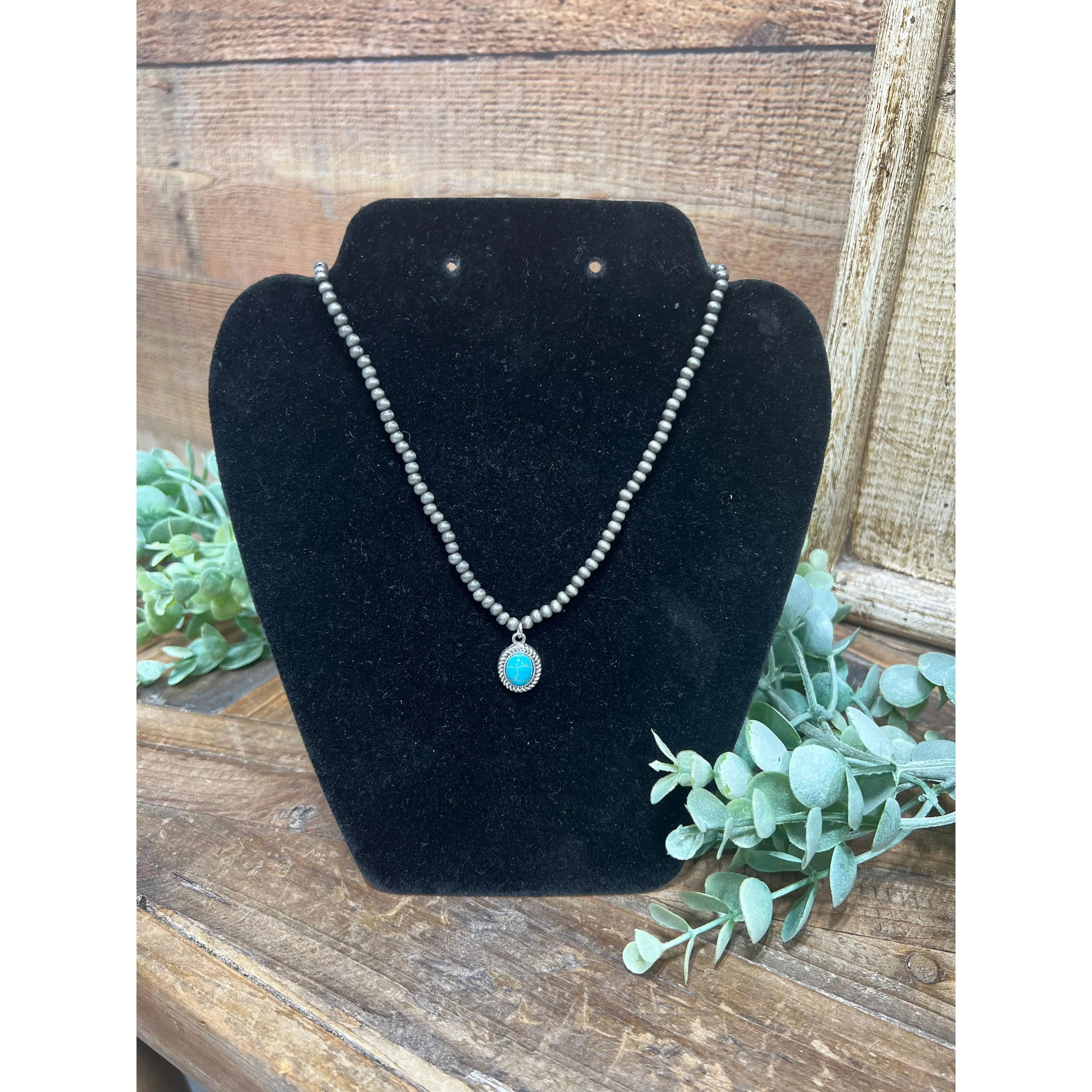 Atwood Faux Navajo Pearl Oval Pendant Necklace