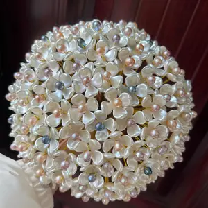 100 Real Freshwater Pearl Bouquet | 7-9mm Pearls | Bridal Hand Bouquet & Home Decor/Wedding Hand Bouquet/Home Centerpiece Ornaments Ornaments