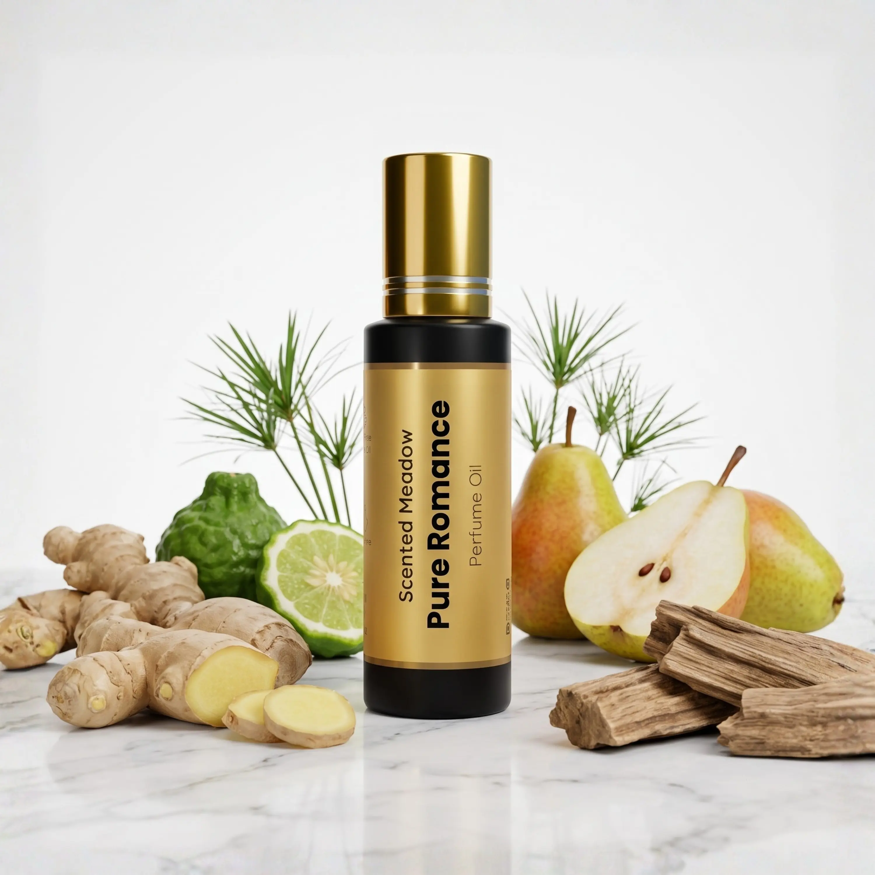 Scented Meadow Pure Romance – Green Galbanum & Sunlit Ginger Sandalwood Luxury Concentrated Perfume Oil for Men – Long Lasting Alcohol-Free Roll-On