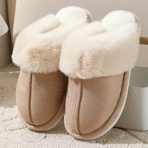 Women's Plush Lined Slippers, Faux Wool Fluffy Moccasins, Outdoor Indoor Dual Use Slippers, Soft Cushion House Shoes