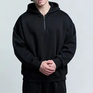 Men's Fleece Quarter-Zip Pullover Hoodie, a comfortable basic casual piece suitable for both home and outdoor wear, unisex durable and cozy classic pullover, TikTok trending must-have everyday item