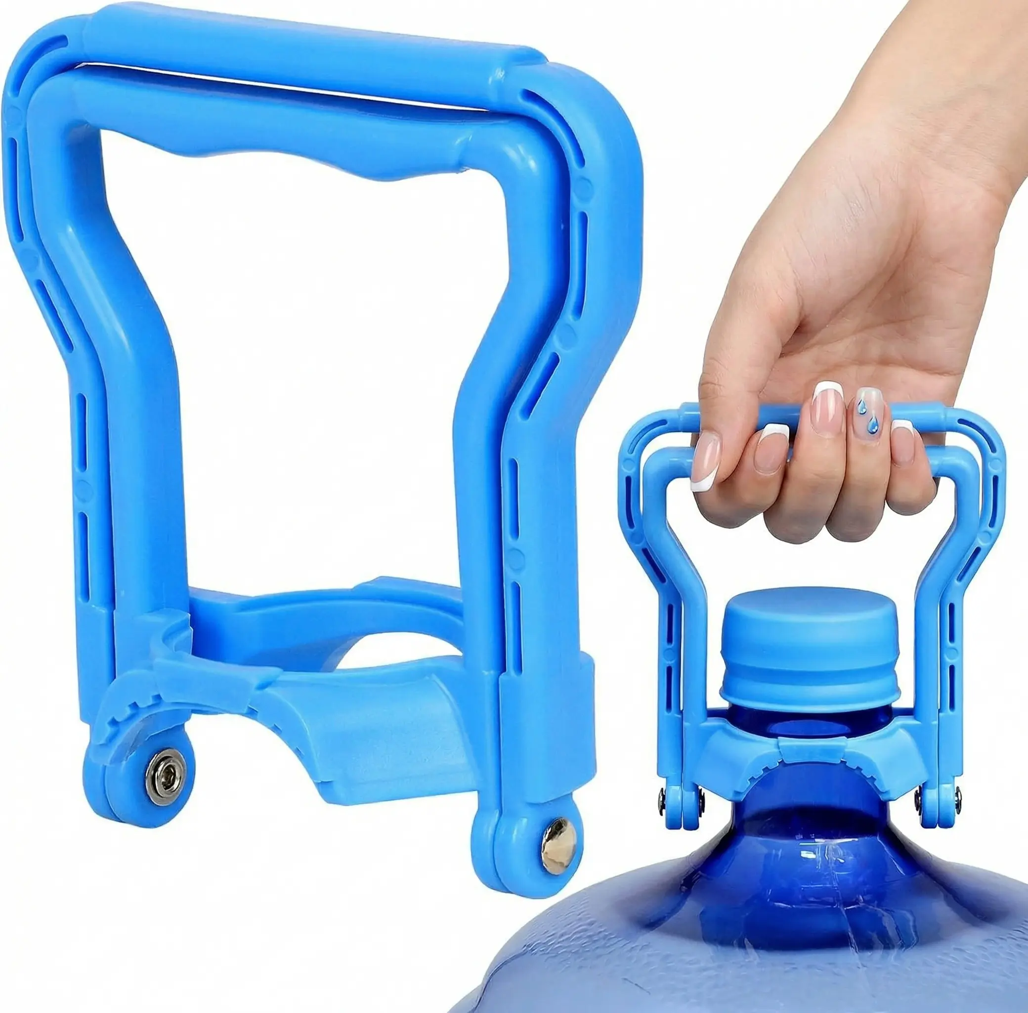 5 Gal Drinking Water Bottle Handle, Heavy-Duty Bottle Holder for Easy Carrying, Dual-Mode Design (Single/Dual-Person Lift), Ergonomic Grip – Fits Standard 5 Gal Jugs (Blue) Drinkware