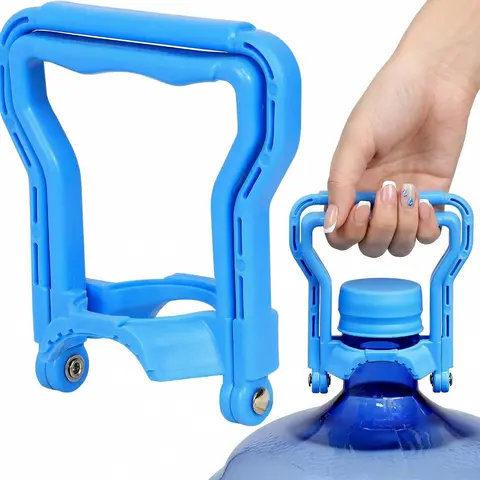 5gal Water Jug Holder, Sturdy PP Plastic 55mm Standard Jug Vertical Holder with Textured Ergonomic Balanced Grip (Prevents Tipping), Easy-Carry Heavy-Duty Handle, Single-Dual Lift Mode, Kitchenware Drinkware Accessory for Home Office (Blue)