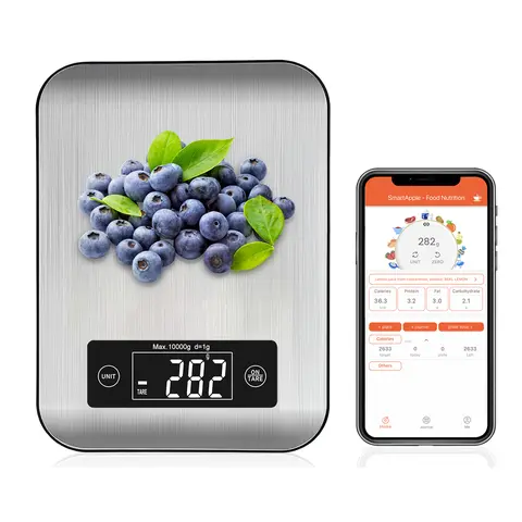 Cotsoco Smart Kitchen Scale, Digital Food Nutrition Scale with APP, Max 10kg 22Ib d=1g Precise Weight Measurement for Cooking & Baking, 304 Stainless Steel, Christmas New Year Gift