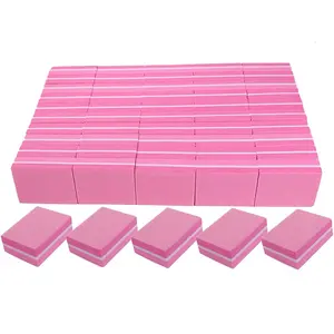 Nail Buffers (50 Pack), Mini Buffer Block Nail File for Acrylic Nails and Natural Nails, 100/180 Grit Nail Buffer Block Bulk Buffing Blocks for Nail Buff Professional Manicure File Blocks Set Pink