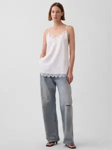 GAP Linen-Blend Lace-Trim Cami