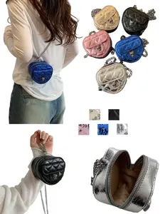 Elegant Mini Crossbody Bag, Heart-Shaped Chain Shoulder Strap, Fits AirPods/lipstick, Perfect for Daily Wear & Parties, Trendy Gift for Girls
