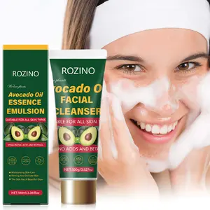 ROZINO Avocado Oil Facial Cleanser - Natural & Organic, Gentle & Effective Daily Anti-Aging Formula, Makeup Remover, Nourishing & Hydrating Face Wash, 100ml