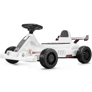 VEVOR Electric Go Kart, 6V 4.5Ah Battery, Pedal Go Kart Portable Outdoor Race Toy for Kids Ages 2+, 20000 RPM Motor, 2 MPH Constant Speed, LED Headlight & Horn, Non-slip Tires, 44 lbs Max Load, White