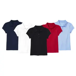 1 Pack Girls Short Sleeve Stretch Pique Polo Shirts School Uniform (4-20)