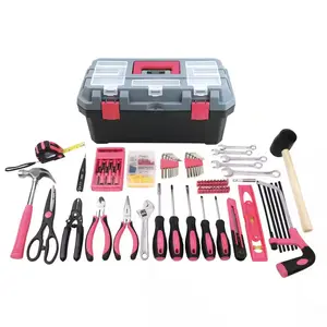 Household Tool Kit with 16.5 In. Tool Box Pink (170-Piece)