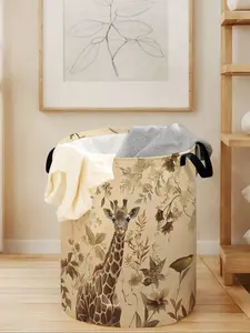 Giraffe Print Laundry Basket with Handles, Durable Foldable Large Capacity Storage Bin, Ideal for Clothes and Toys, Casual Home Decor