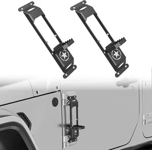 for JK JL JT Hinge Step Foldable Foot Pedal with Bottle Opener Compatible with 2007-2025   JK JL JKU JLU & Gladiator JT 2/4 Doors, Foot Step Accessories  Sign Door(2 PCS)