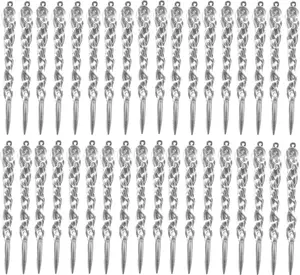 48 count Plastic  Icicles Drop Ornament for Christmas Tree Wedding Party Decorations (Transparency)