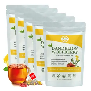 Aromlife Natrual Dandelion Wolfberry Tea Supports Liver Health, 5 Packs Organic Liver Detox Dandelion Root Tea for Digestion Health, 21 Teabags/Pack Caffeine-free Goji Berries Tea for Skin Health