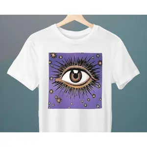 Men's Eye, Art, Symbolism Graphic T-Shirt - Short Sleeve Crew Neck Regular Fit Casual Wear | Soft & Breathable Fabric, Durable Print, Everyday Comfort, Machine Washable, Art Nouveau, Street Poster Unisex T-Shirt with artistic eye design, suitable as a
