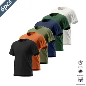 6-Pack #Mens Performance Poly Tee | Quick-Dry Athletic Shirt | Ideal for Workouts & Summer | No Sweat Stains
