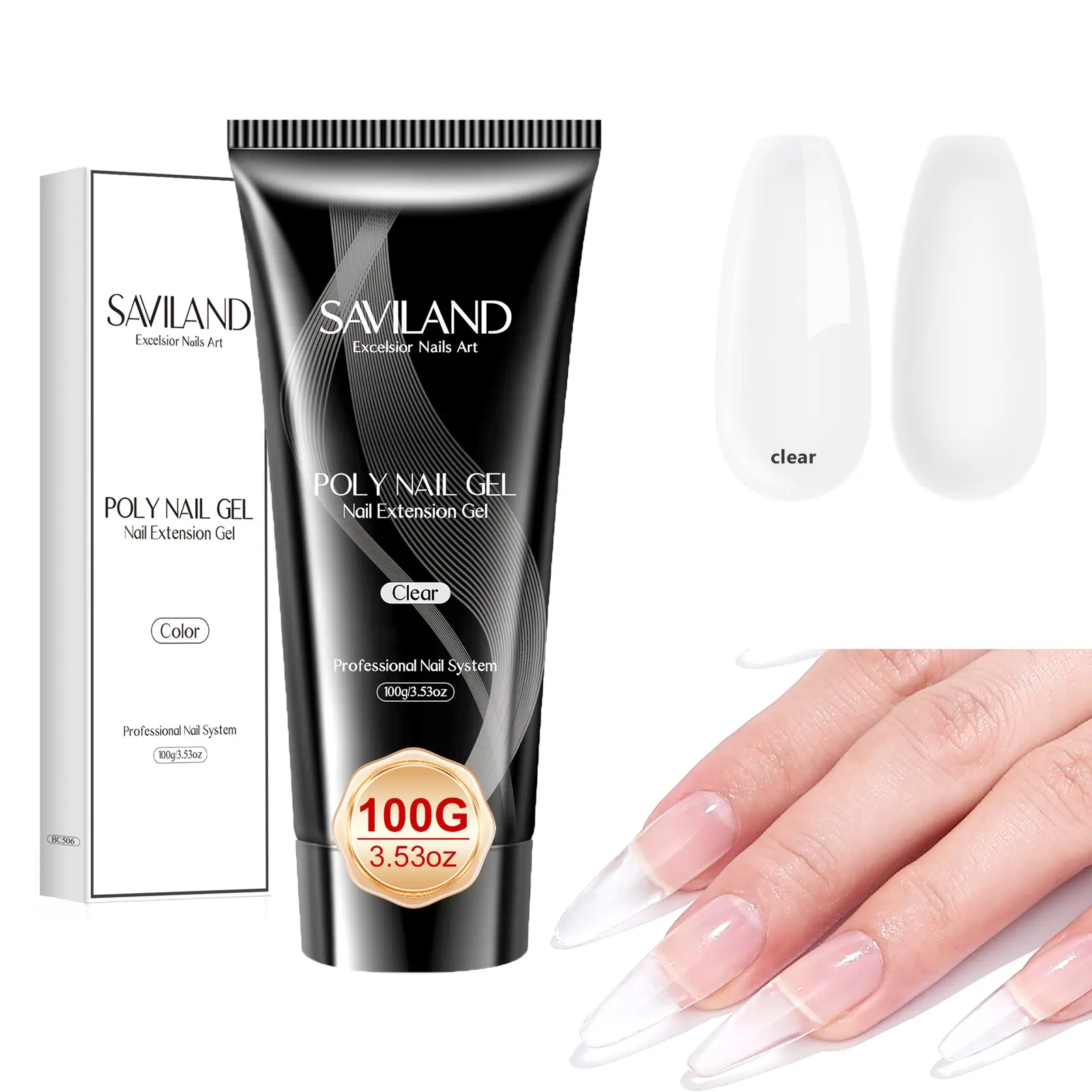 SAVILAND Hema Free Poly Gel Clear 100g Nail Extension Hard Gel Strengthener Gel Builder for Beginner DIY Home Polygel Nails