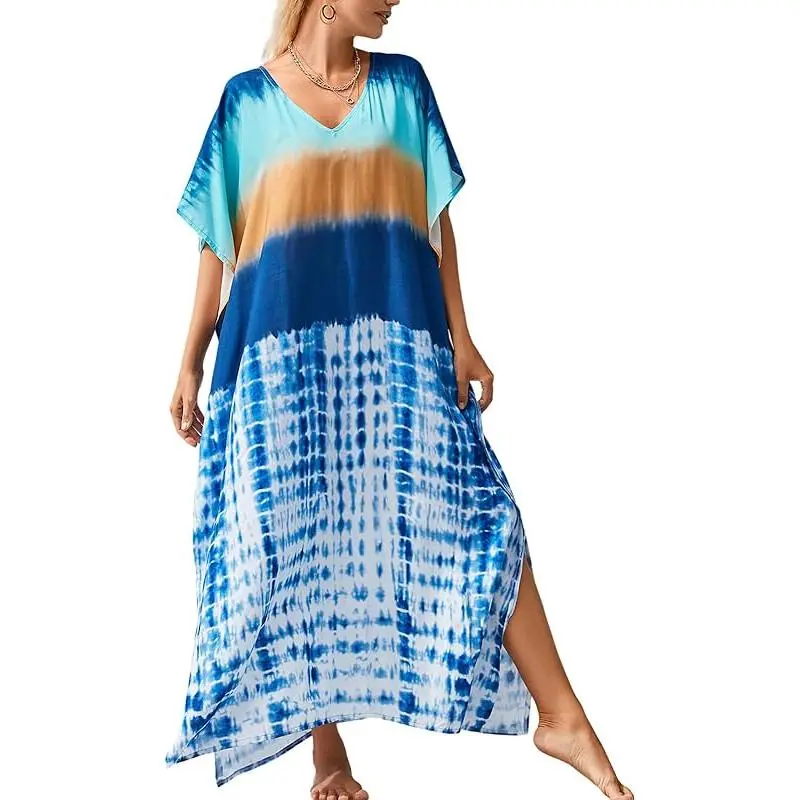 Kaftan Dresses for Women Plus Size Bathing Suit Cover up Vneck Batwing Dress Loose fit Moroccan Caftan mumu Dresses