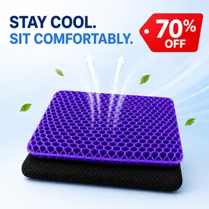 Breathable Gel Seat Cushion for Back Pain Double Thick Purple Gel Seat Cushion with Honeycomb Design, Cooling Breathable Chair Pad for Back & Tailbone Support, Non-Slip Cushion for Office, Car & Gaming Chair.