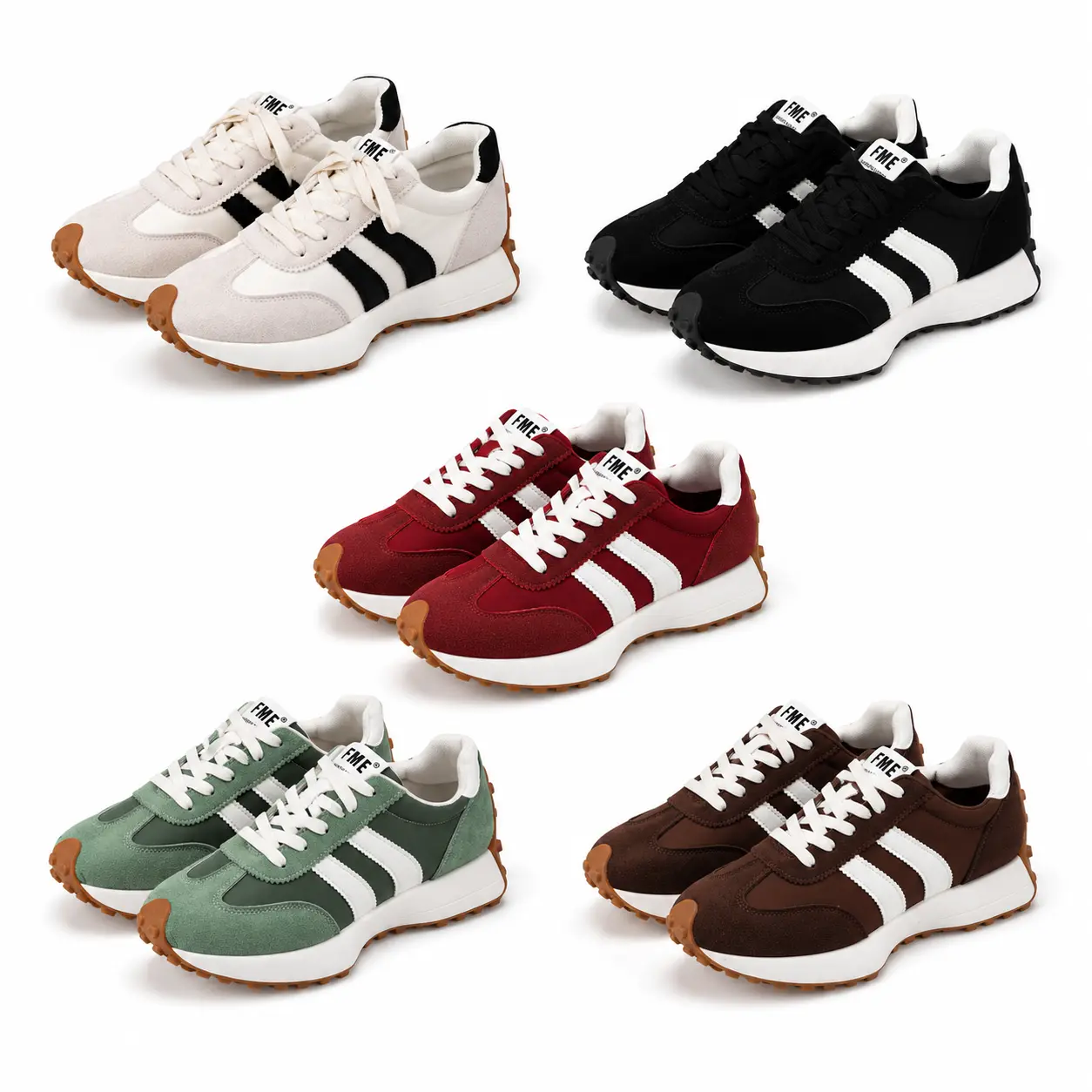 Women's Casual Trainers - Sneakers for Women, Spring Autumn Wear, Round Toe, Thick Sole, Colorblock, Lace-Up for Daily Workout & Outdoor Activities, Pu Leather, Low Top, Stripes