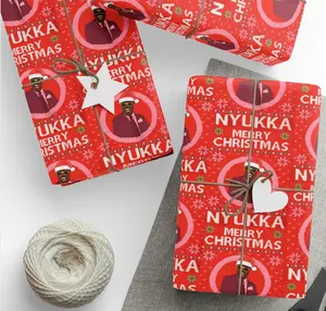 Merry Christmas Nyukka Wrapping Paper, Funny Red Holiday Gift Wrap, Bold Meme Christmas Wrapping Paper, Hilarious Holiday Gift Wrap Roll