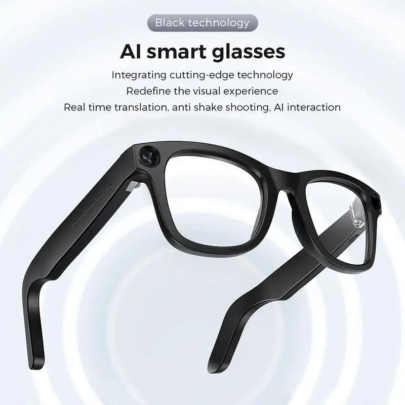 AI Smart Glasses with Camera | OpenAI Recognition, 1080P Anti-Shake Video, Real-Time Translation & Long Battery Life