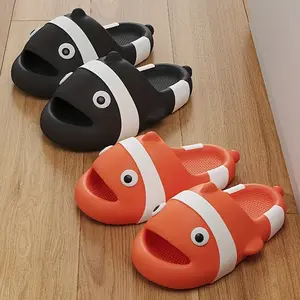 [3D Cartoon Fish Slides] FZT Men's Fashion Slides - 3D Cartoon Fish Design, Thick Platform Sole for Indoor & Beach Wear, EVA Material