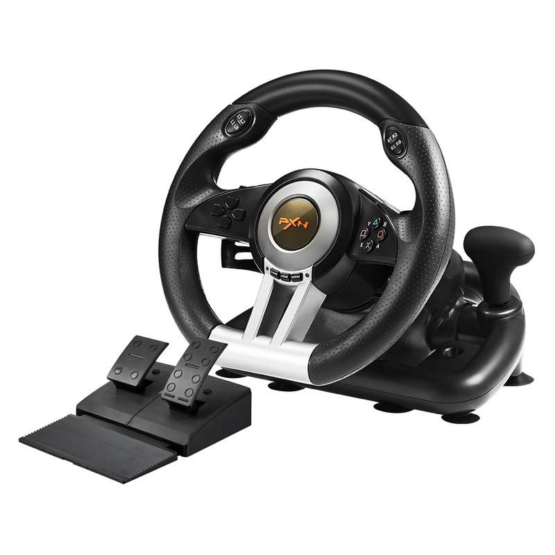 Ultimate Racing Experience!PXN-V3PRO Steering Wheel, Multi-System Support + One-Click Mode Switch, Dual Vibration + Stable Mount Set Complete
