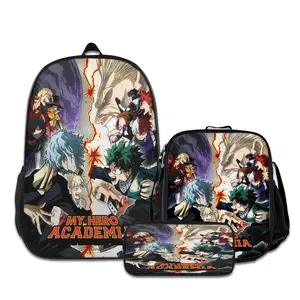 3PCS My-Hero-Academia--Backpacks for Girls Set, Cute School Backpack for Girls Boys with Lunch Box and Pencil Case, Aesthetic Bookbag for Teens, Lightweight Classic Backpack for Travel, Work, Picnic A-55