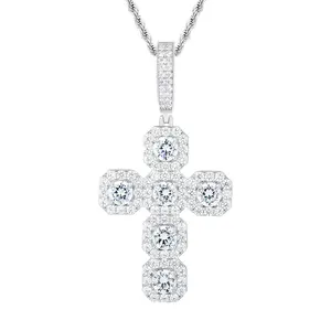 【#P634】Cross Pendant UCCIYO S925 Sterling Silver Synthetic Moissanite Pendant Necklace for Women Men Hip Hop Jewelry Gift