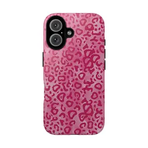Hot Pink Leopard Cheetah Animal Print Phone Case for iPhone 14, 15, 16 17 Mini, Pro Max