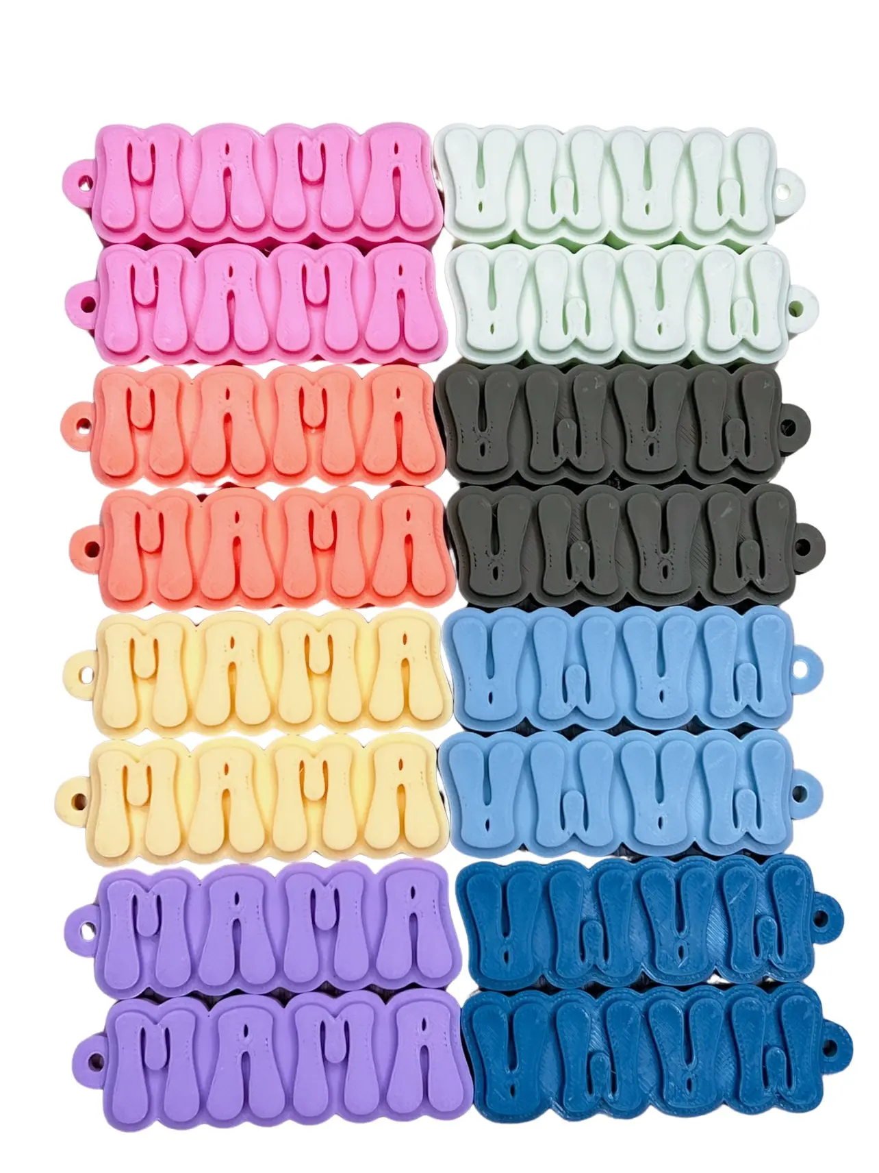 MAMA Keychain - Colorful Collection of Pastel & Neon Colors with Keyring - Lightweight & Super Cute for Mamas - Perfect Gift for Baby Showers key chain