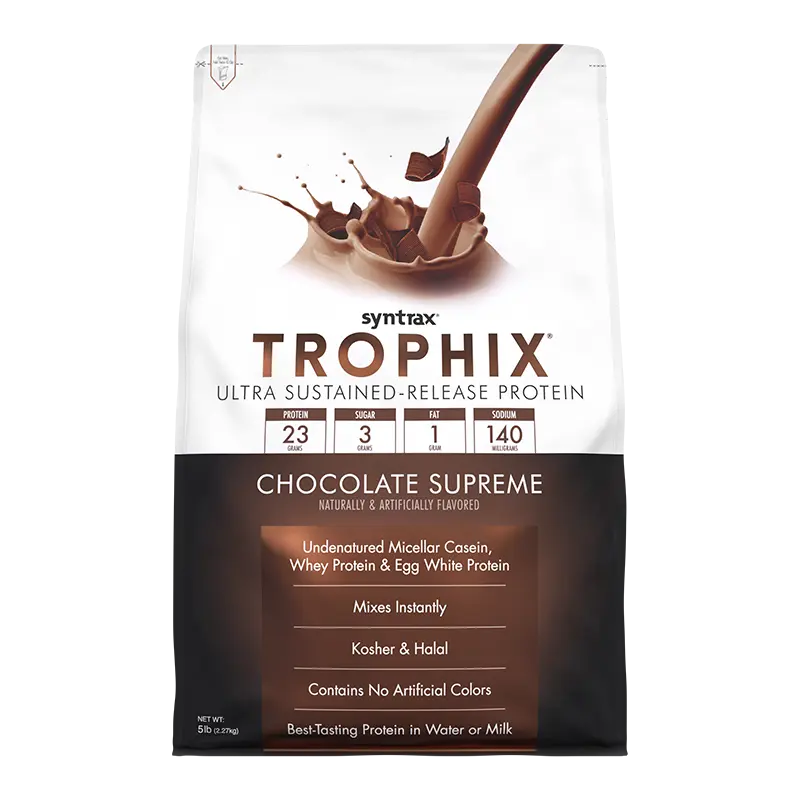 Syntrax Nutrition Trophix Ultra Sustained Release Protein Blend, Chocolate Supreme 5 lbs 23g Protein Low Calories Slow Release Blend for Muscle & Recovery - Fitness Supplement