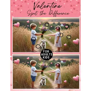 Valentine Spot the Difference for Adults & Kids: 44 Activity Search and Find the Hidden Valentine Object Picture Puzzles with 264 Differences to Find ... (Find the Difference Books for Kids & Adults) Paperback – November 27, 2024