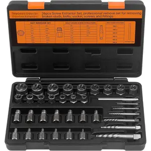 36 count Bolt Extractor Set and Spiral Screw Extractors, 2-in-1 Multi-Spline Screw Extractors, Stripped Screw Remover for Damaged, Frozen, Studs, Rusted, Rounded-Off , Nuts & Screws