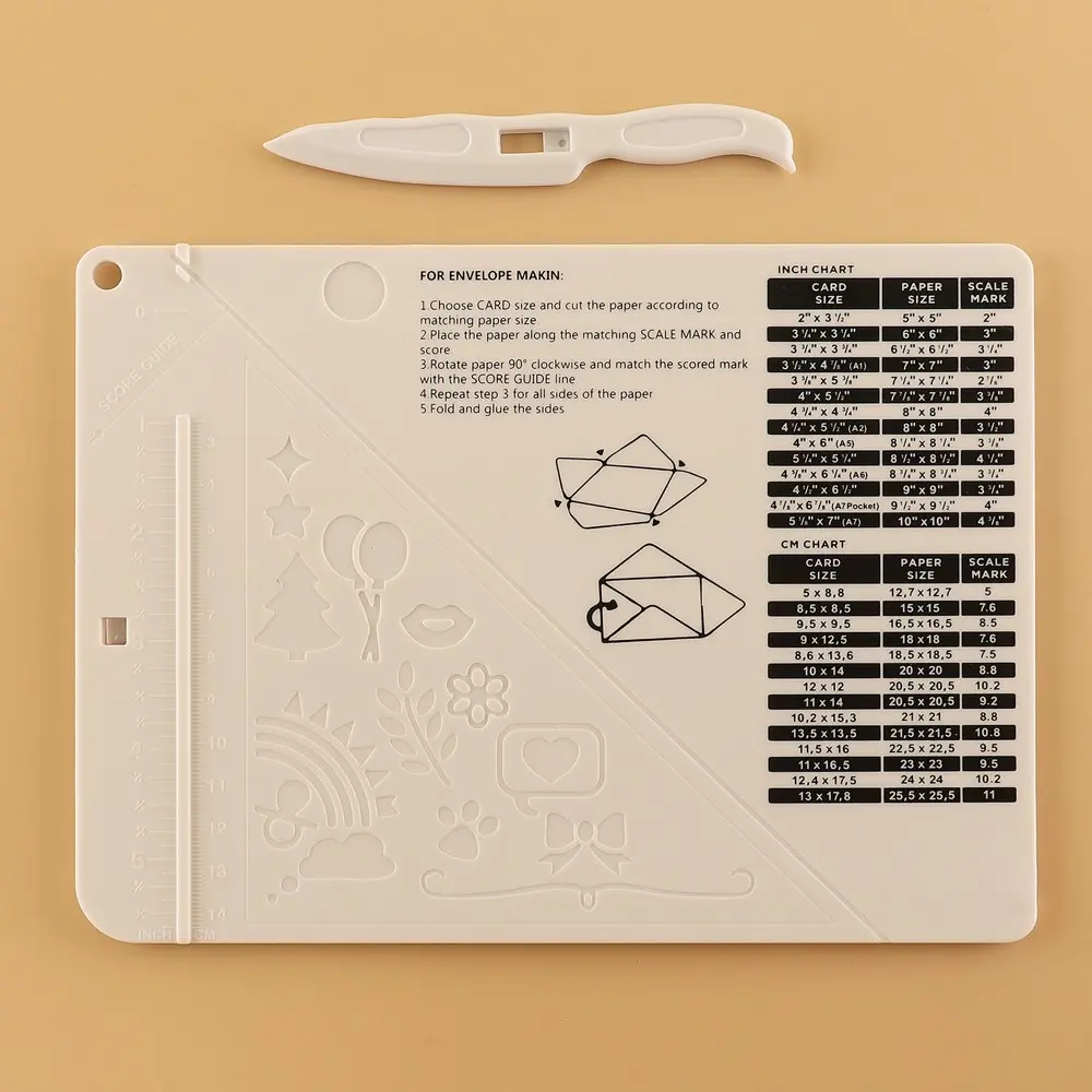 6.4"x 8.5" Mini Score Board Gift Box Envelope Maker Machine Multi-Purpose Scoring Board For Adding Embossed Lines Measuring Tool Office Supplies Stationery Supplies