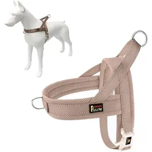 No Pull Dog Harness with Breathable Mesh Padded, Adjustable Reflective Escape Proof, Quick Fit Dog Vest Harness for Small Medium Large Dogs (M, Beige)