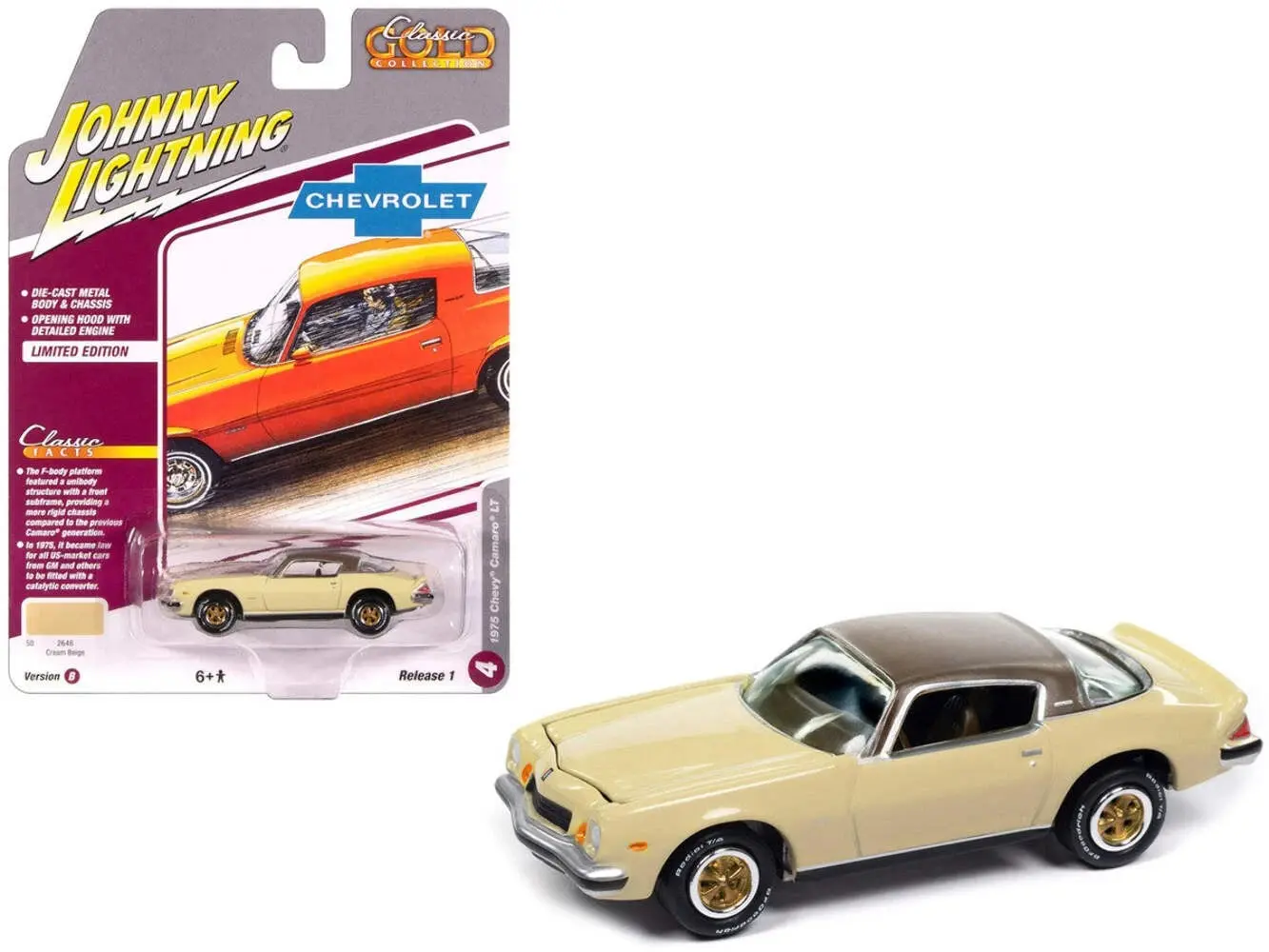 Johnny Lightning "Classic Gold Collection" 1975 Chevy Camaro Diecast Model Car