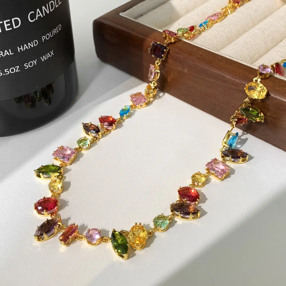 Snap&Spark Dopamine Candy Necklace for Women 18K Gold Plated Mood Boosting Jewelry Y2K Energy Beaded Necklace Thoughtful Gift for Girlfriend BFF Her Jewelry