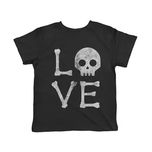 Toddler Funny T Shirts Love Skull Sarcastic Halloween Graphic Novelty Tee For Young Kids Funny Toddler Shirts Halloween Apparel for Toddler Childrens Graphic Tees Black
