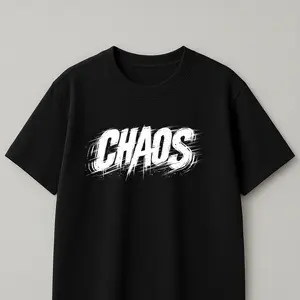 Chaos Motion Blur Graphic Tee - 100% Premium Cotton Oversized Streetwear, Dynamic Ghosting Typography, High-Quality Heavyweight Fabric, Psychedelic Aesthetic Urban Top